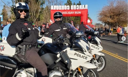 Motorcycle officers at race start