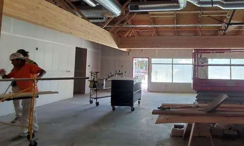 Image of a long shot down the front entrance.