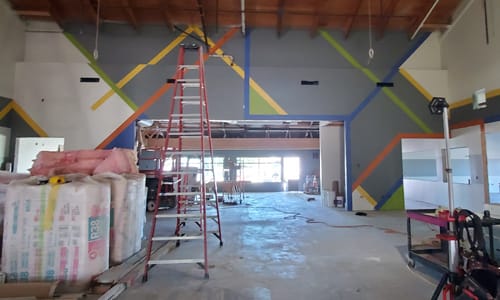 A corner of the insidde of the building that is almost done.