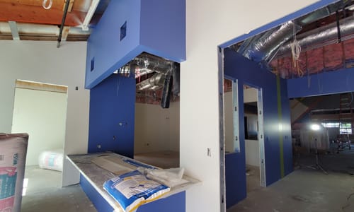 Interior-Almost done! Some of the walls are painted but there is still some construction.